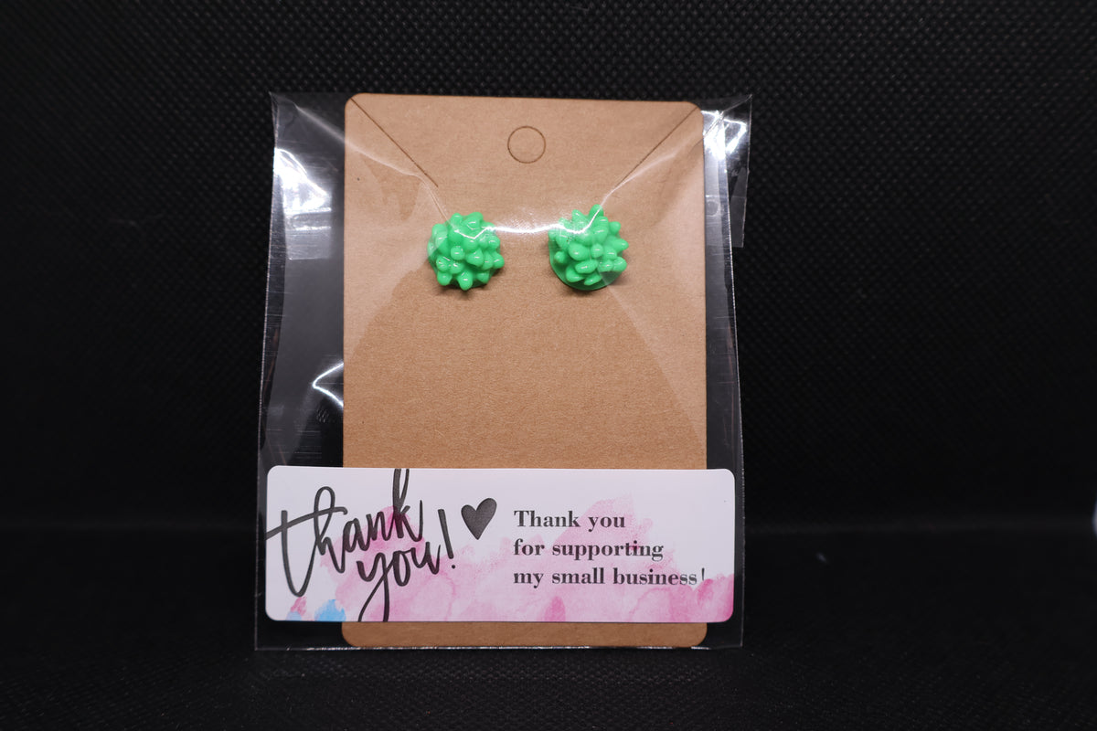 Handmade Green Succulent Stud Earrings πΏβ¨