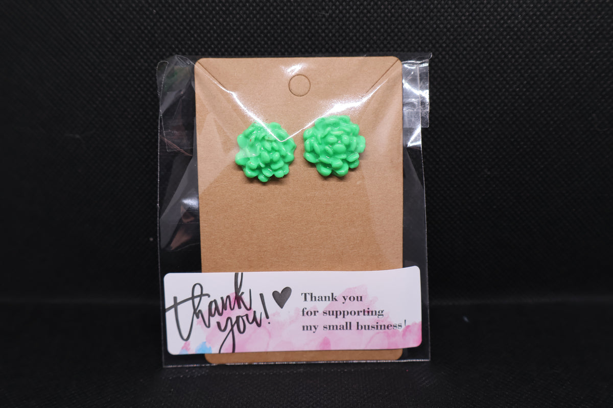 Handmade Green Succulent Stud Earrings β Large πΏβ¨