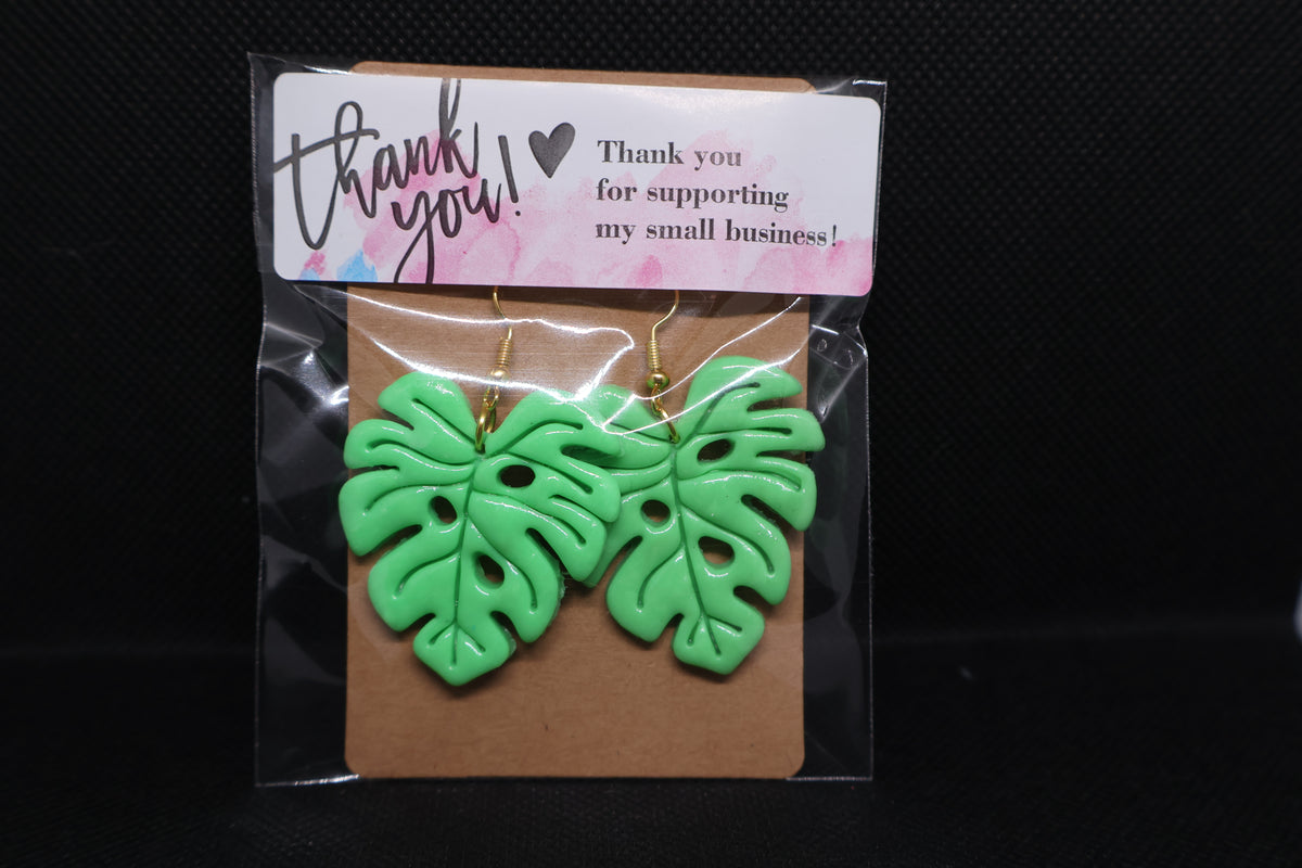 Handmade Monstera Leaf Dangle Earrings πΏβ¨