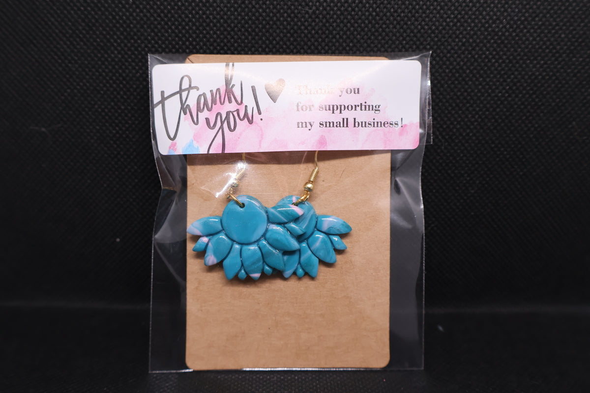 Handmade Blue Lotus Flower Dangle Earrings šŖ·š