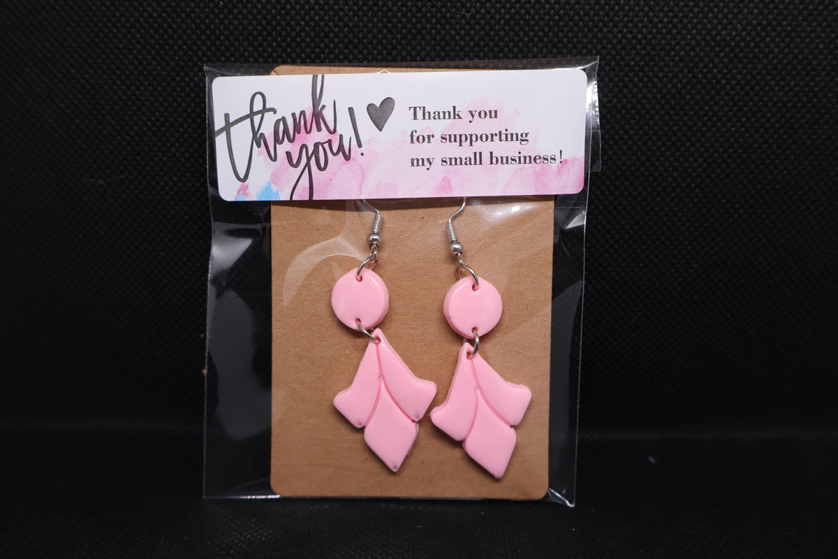 Handmade Baby Pink Petal Dangle Earrings 🌸🩷
