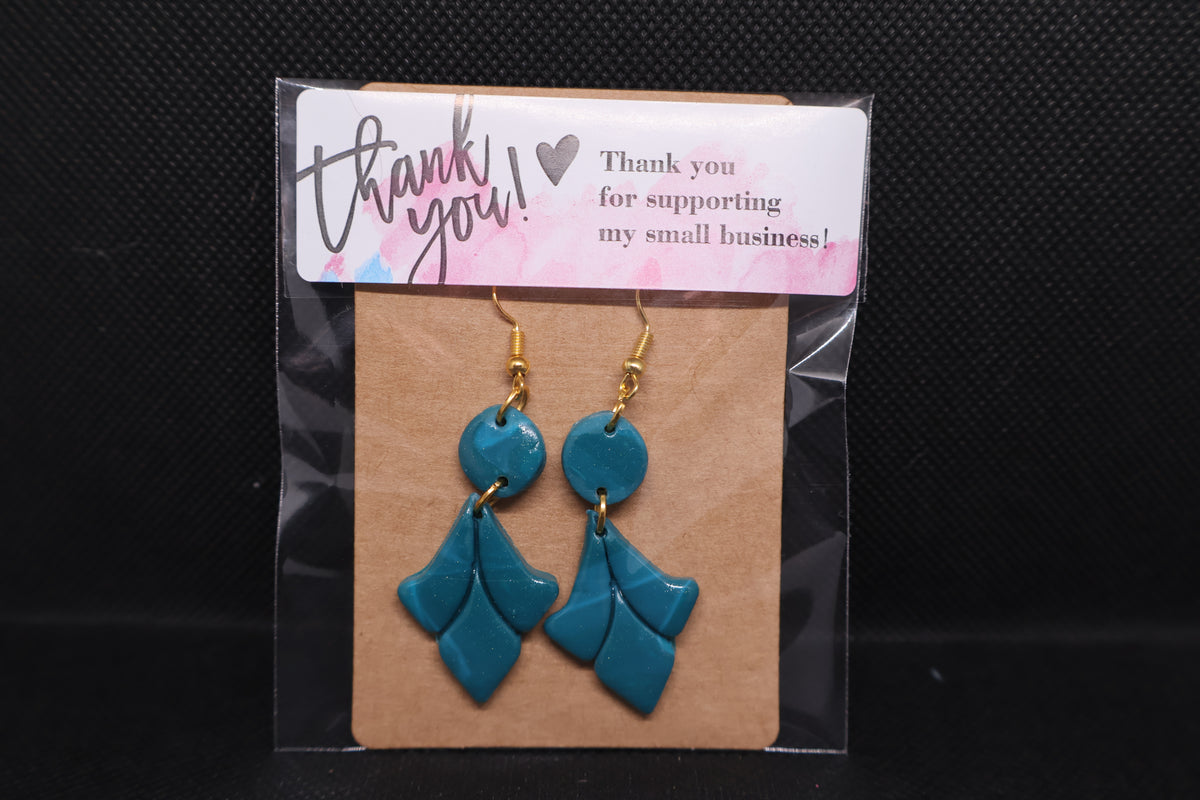 Handmade Teal Petal Dangle Earrings 🩵✨