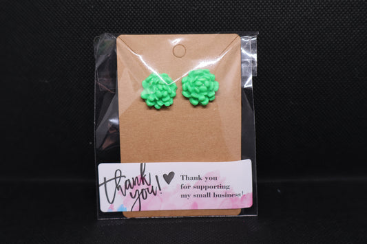 Handmade Green Succulent Stud Earrings – Large 🌿✨