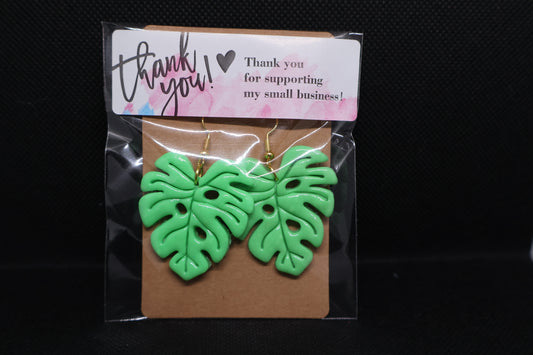 Handmade Monstera Leaf Dangle Earrings 🌿✨