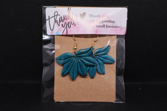 Handmade Teal Botanical Leaf Dangle Earrings 🌿💙