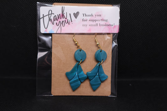 Handmade Ocean Blue Petal Dangle Earrings 🌊💙