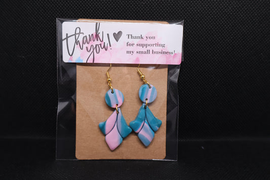 Handmade Pink & Blue Petal Dangle Earrings 🩷🩵