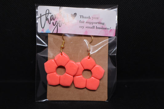 Handmade Coral Flower Dangle Earrings 🌺🧡