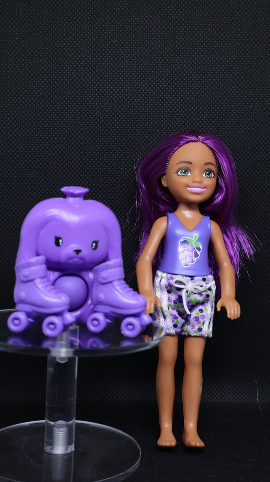 💜 Barbie Chelsea Purple Roller Skates & Fidget Toy Set