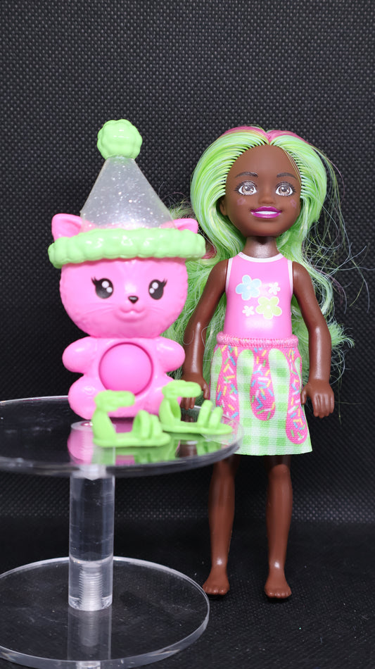 🌸 Barbie Chelsea Pink & Green Fashion Doll with Fidget Toy