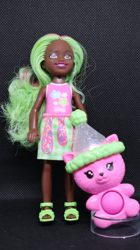 🌸 Barbie Chelsea Pink & Green Fashion Doll with Fidget Toy