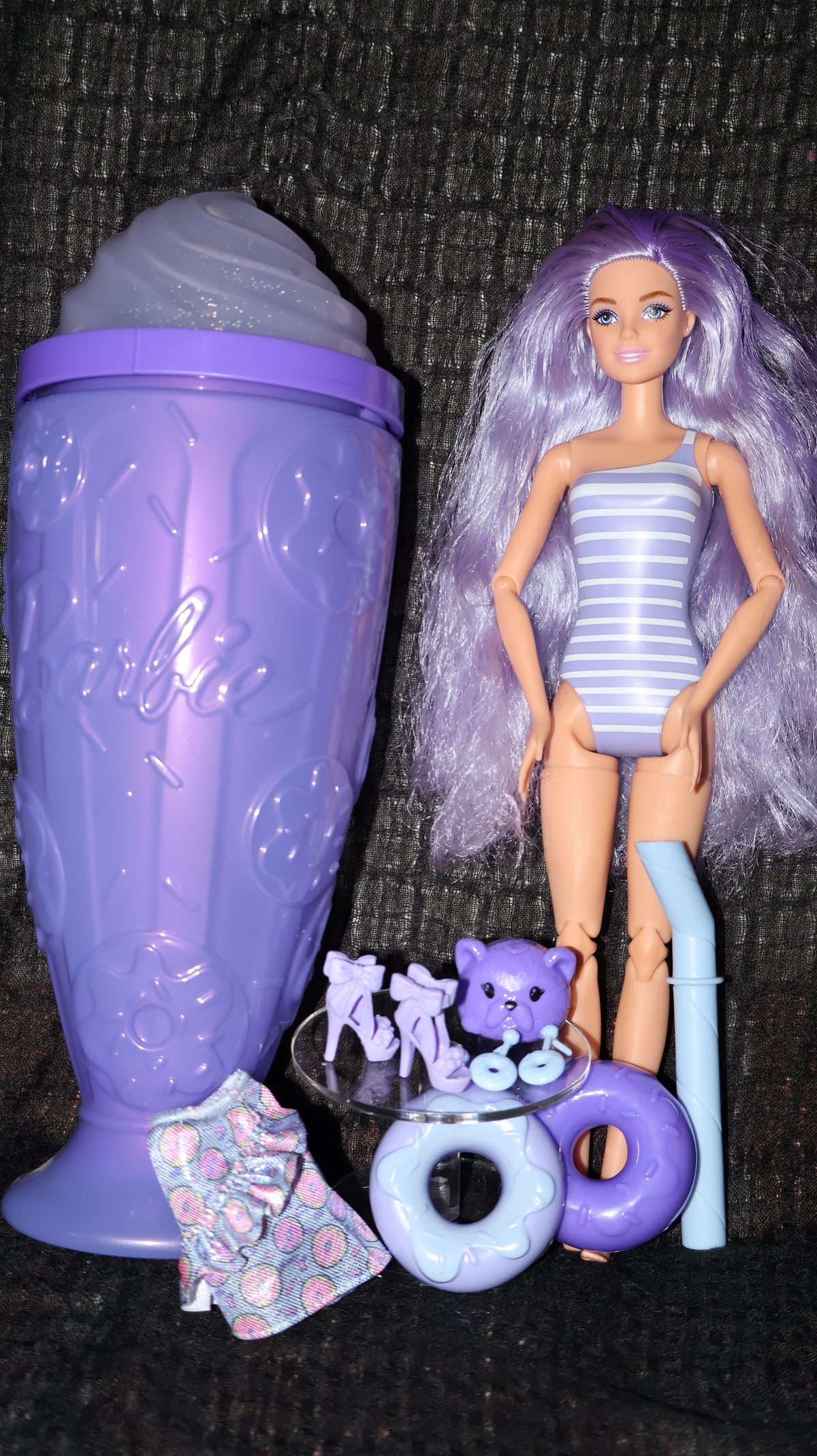 🍩💜 Barbie Pop Reveal – Purple Shake Series Doll & Accessories