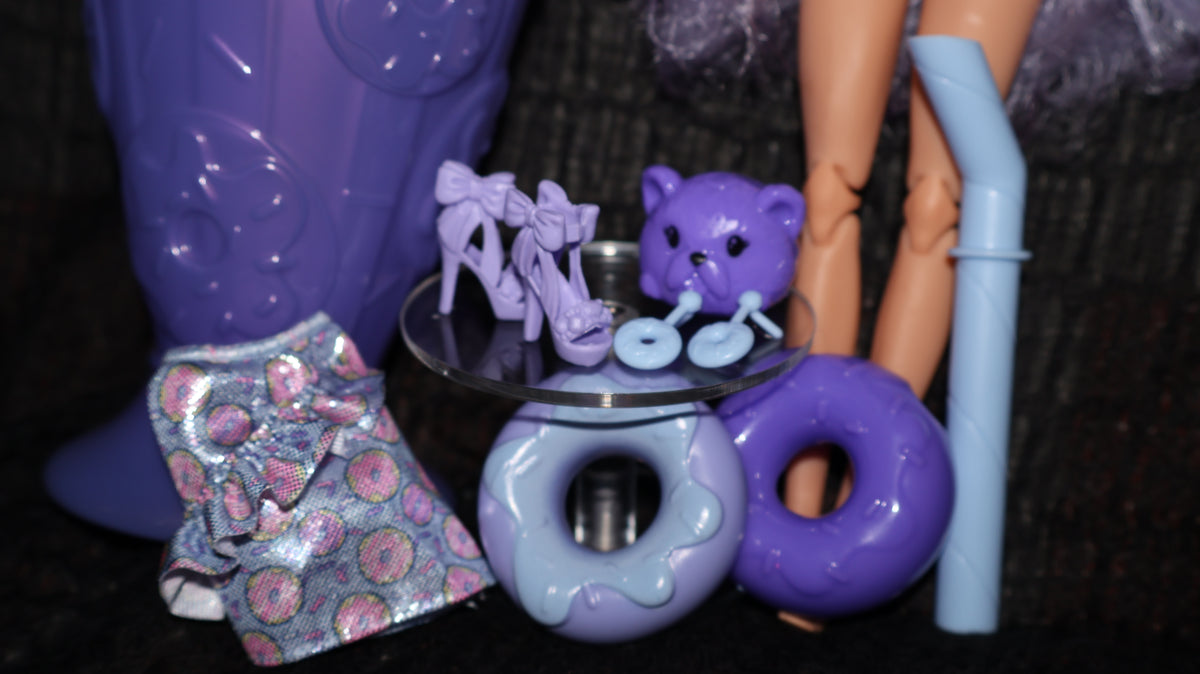 🍩💜 Barbie Pop Reveal – Purple Shake Series Doll & Accessories
